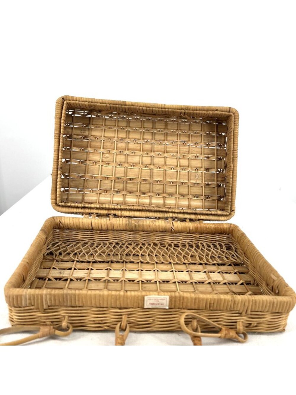 Wicker Picnic Basket Boho Storage 11.5 x 6.75 x 3.75" Vintage China - Picture 3 of 8